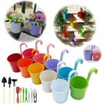 Ineasicer lot de 10 pots de fleurs à suspendre en métal avec trou de drainage crochet amovible assortiment ... Ineasicer lot de 10 pots de fleurs à suspendre en métal avec trou de drainage crochet amovible assortiment ...