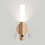 Ineasicer luminaire led applique murale en bois lampe murale d�tecteur de mouvement usb rechargeable ...
