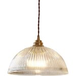 Ineasicer luminaire suspension d�me en verre transparent vintage industrielle avec base e27 en laiton ...