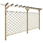 Inlife - cl�ture � lattes de jardin avec pergola bois