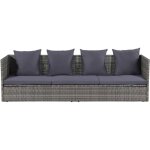Inlife lit de jardin gris 200x60 cm résine tressée Inlife lit de jardin gris 200x60 cm résine tressée
