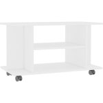 Inlife - meuble tv avec roulettes blanc 80 x 40 x 40 cm aggloméré Inlife - meuble tv avec roulettes blanc 80 x 40 x 40 cm aggloméré