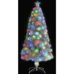 Inlife sapin de nol artificiel avec led blanc fibre optique 120 cm
