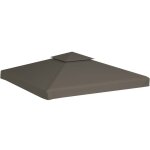 Toile de rechange pour pavillon tonnelle tente toile suprieure de belvdre 2 niveaux 3x3 m taupe olyester ...
