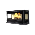 Fm biomasa - insert � bois 3 faces ventil� - firematic olly 13. 3 kw foyer en vermiculite - porte fonte ...