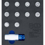 Insert de servante d'atelier 1 / 6 : jeu d'outils pour crous antivol pour bmw 11 pices bgs 74421