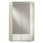 Inside75 - armoire dressing d'angle dingle 2 portes miroirs 9595 blanche