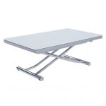 Inside75 - table basse relevable et extensible newjump verre blanc pied chromé Inside75 - table basse relevable et extensible newjump verre blanc pied chromé