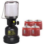 Intec - lampe  gaz 1100w + 4 cartouches gaz butane 190g - allumage piezo coque mtal - lampe de camping ...