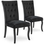 Intensedeco - lot de 2 chaises capitonnes chaza velours noir
