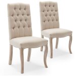 Intensedeco - lot de 2 chaises capitonnees jade tissu beige