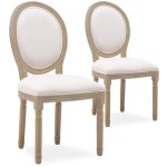 Intensedeco - lot de 2 chaises mdaillon louis xvi tissu beige