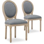 Intensedeco - lot de 2 chaises m�daillon louis xvi tissu gris