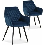 Intensedeco - lot de 2 chaises victoria en velours bleu pieds noir