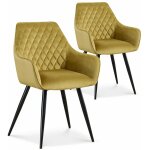 Intensedeco - lot de 2 chaises victoria en velours jaune moutarde pieds noir