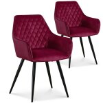 Lot de 2 chaises victoria en velours rouge pieds noir