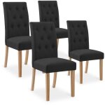 Intensedeco - lot de 4 chaises capitonnes gaya tissu noir