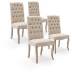Intensedeco - lot de 4 chaises capitonn�es jade tissu beige