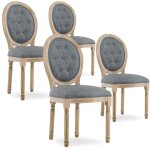 Intensedeco - lot de 4 chaises mdaillon capitonnes louis xvi tissu gris