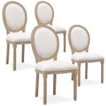 Intensedeco - lot de 4 chaises médaillon louis xvi tissu beige Intensedeco - lot de 4 chaises médaillon louis xvi tissu beige