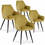 Intensedeco - lot de 4 chaises victoria en velours jaune moutarde pieds noir
