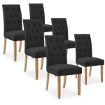 Intensedeco - lot de 6 chaises capitonnes gaya tissu noir