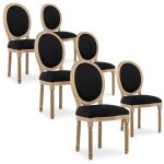 Intensedeco - lot de 6 chaises m�daillon louis xvi tissu noir
