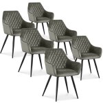 Intensedeco - lot de 6 chaises victoria en velours gris pieds noir Intensedeco - lot de 6 chaises victoria en velours gris pieds noir