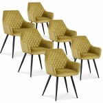 Intensedeco - lot de 6 chaises victoria en velours jaune moutarde pieds noir