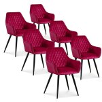 Intensedeco ? lot de 6 chaises victoria en velours rouge ? pieds en m�tal noir ? hauteur d'assise 51 ...