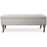 Intensedeco - banquette coffre capitonn�e philippine tissu beige