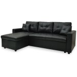 Intensedeco - canap� d'angle convertible cuero noir