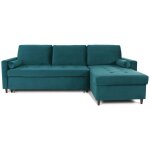 Intensedeco - canap� d'angle convertible r�versible claudio en velours bleu canard