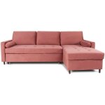 Intensedeco - canap� d'angle convertible r�versible claudio en velours vieux rose