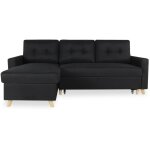 Intensedeco - canap d'angle convertible rversible falko tissu noir