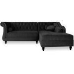 Canap� d'angle droit empire velours noir style chesterfield