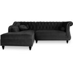 Intensedeco - canap� d'angle gauche empire velours noir style chesterfield