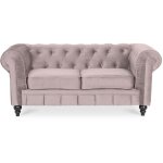 Intensedeco - canapé chesterfield velours 2 places altesse taupe Intensedeco - canapé chesterfield velours 2 places altesse taupe