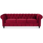 Intensedeco - canape chesterfield velours 3 places altesse rouge