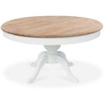 Intensedeco - table ronde extensible en bois massif sidonie blanc