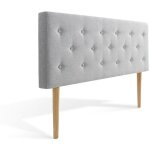 T�te de lit capitonn�e th�a 140cm tissu gris