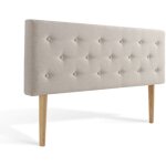 Tte de lit capitonne tha 160cm tissu beige