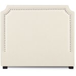 Intensedeco ? t�te de lit 140cm en tissu beige ? clous tapissiers en m�tal ? hauteur 120cm ? installation ...