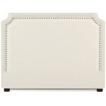 Intensedeco ? t�te de lit en tissu beige 160cm ? clous tapissiers en m�tal ? hauteur 120cm ? installation ...