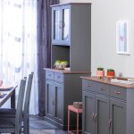 Inter link - buffet vaisselier 4 portes et 2 tiroirs en pin massif gris - tera