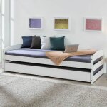 Inter link - lit gigogne 90x200 cm en pin massif blanc - chambery