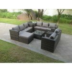 Intérieur extérieur rotin meubles de jardin canapé set table chaises repose - pieds gris foncé mix - ... Intérieur extérieur rotin meubles de jardin canapé set table chaises repose - pieds gris foncé mix - ...