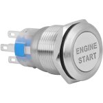 Interrupteur de démarrage à bouton - poussoir, 19 mm, 12 v, étanche, pour voiture (argent) Interrupteur de démarrage à bouton - poussoir, 19 mm, 12 v, étanche, pour voiture (argent)