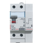 Interrupteur differentiel bipolaire - 2p - type ac 30ma arriv�e haut / d�part haut 63a - legrand