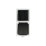 Kanlux - interrupteur double et prise avec terre tanche verticale tekno noir